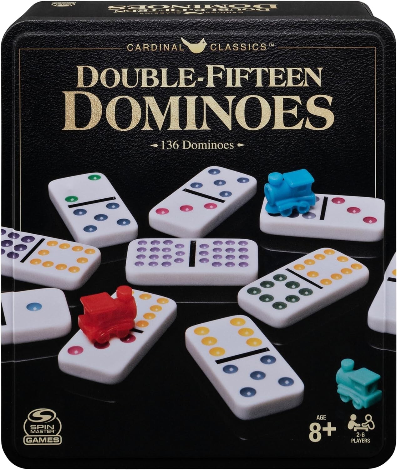 Cardinal Classics Double Fifteen Dominoes Set in Storage Tin | Line 15