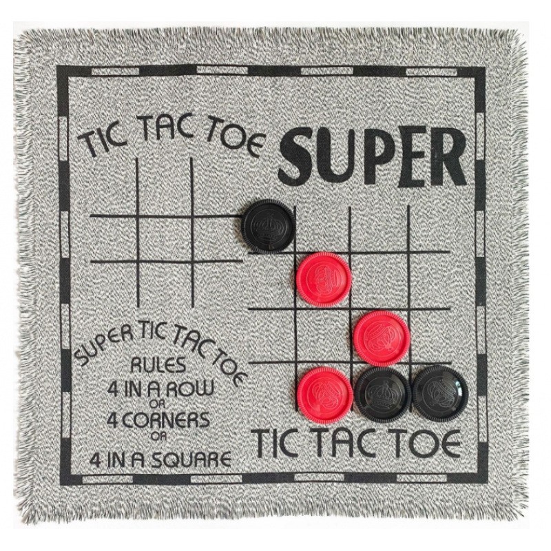 3 in 1 Giant Checkers Game Set,Super Tic Tac Toe,Including Reversible Rug wit..