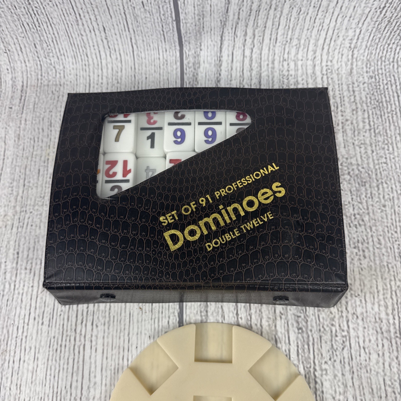 Vtg Double Twelve Dominoes Set Of 91 Leather Case Complete W Mexican Train Clean