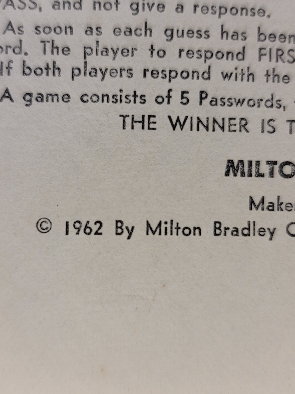 Password Game 1962 Twelfth Edition Milton Bradley Company 4260 Clue Vintage