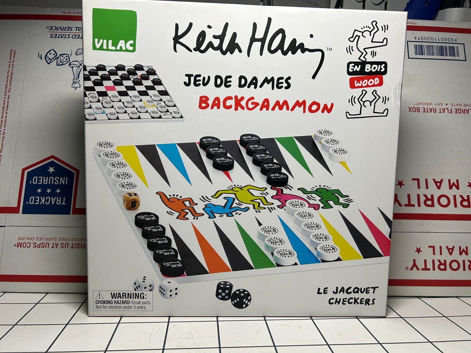 KEITH HARING Vilac Backgammon Set Jeu De Dames Complete In Box CIB Full Set Art