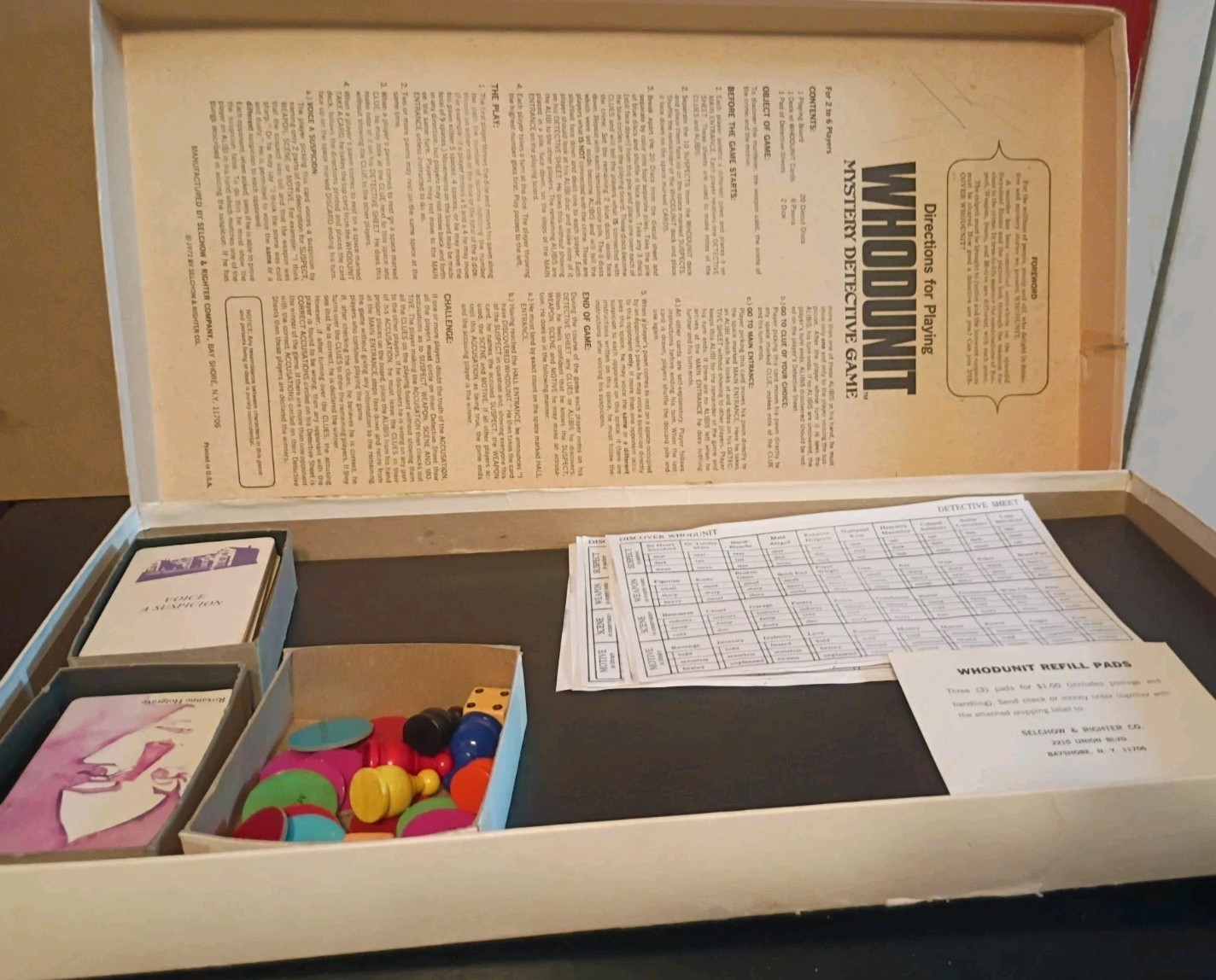 Whodunit Mystery Detective Board Game By Selchow & Righter Vintage 1972 Complete