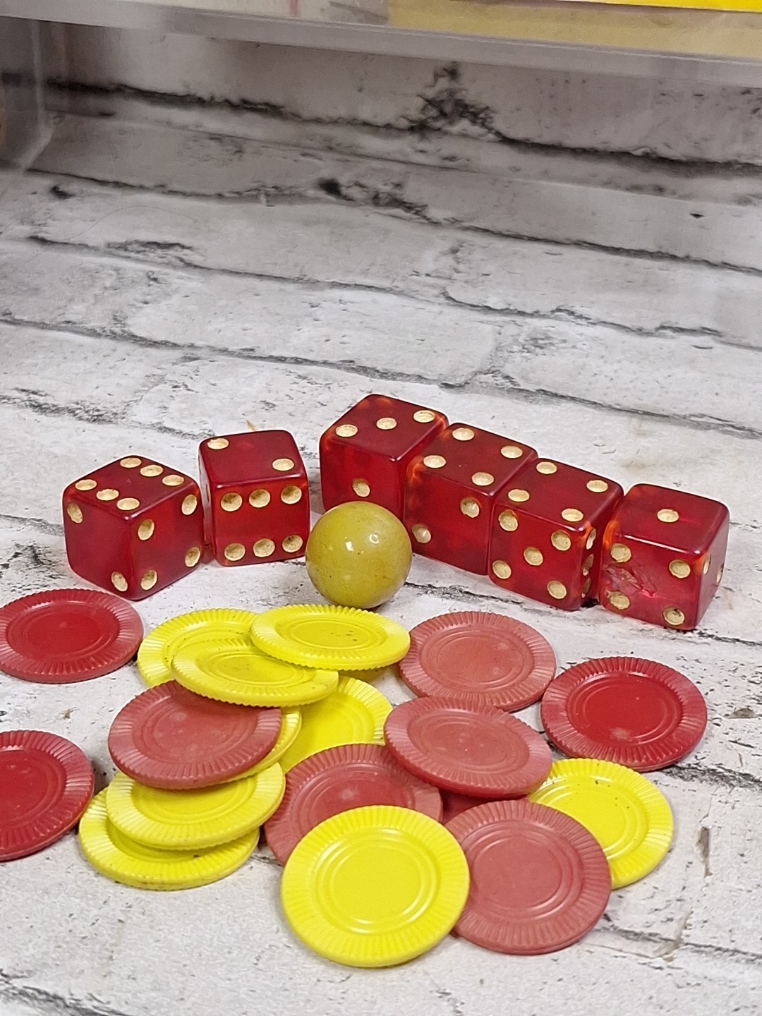 Vintage 1960’s Yahtzee Game Includes Dice Cup Chips Score Cards & Instructions