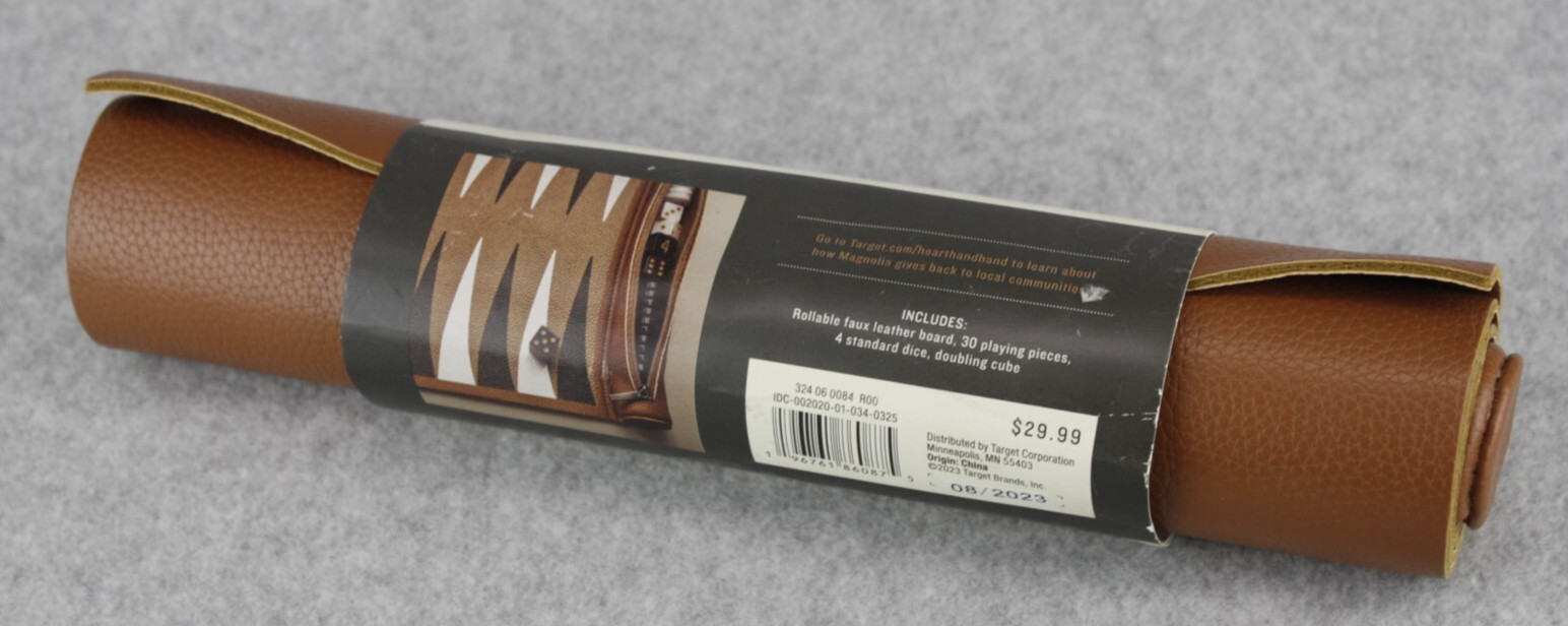 NEW Hearth & Hand Travel Rollable Backgammon Set Faux Leather 36 Piece FREE SHIP