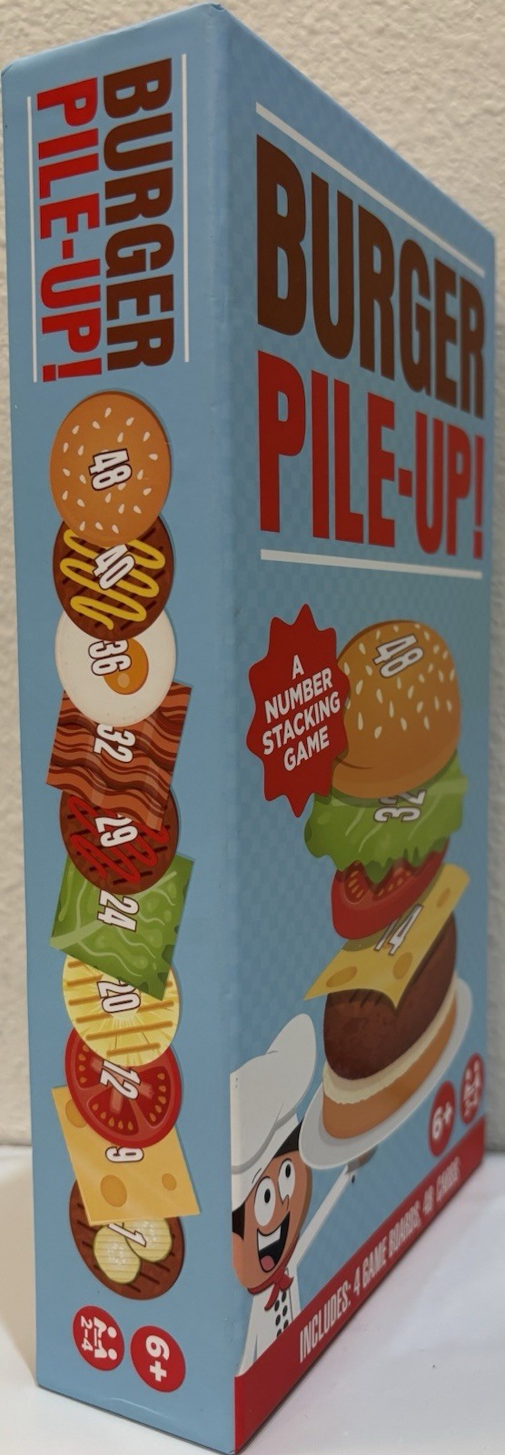 Old East Main Co. Burger Pile-Up! Number Stacking Family Game 6+ 2-4 Players