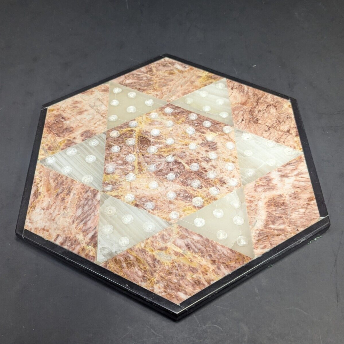 Onyx Marble Chinese Checkers Board Replacement – Pink & White 11-1/2″ Diameter