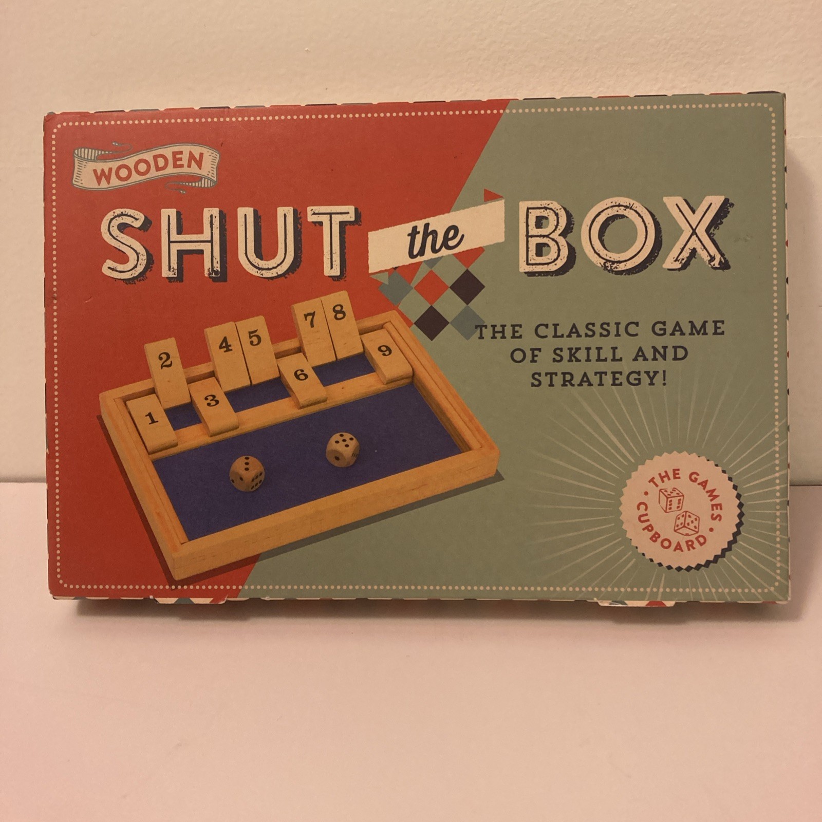 Wooden SHUT The BOX Classic Two-Dice Wood Strategy Game 9⅜ x 6¼ Professor Puzzle