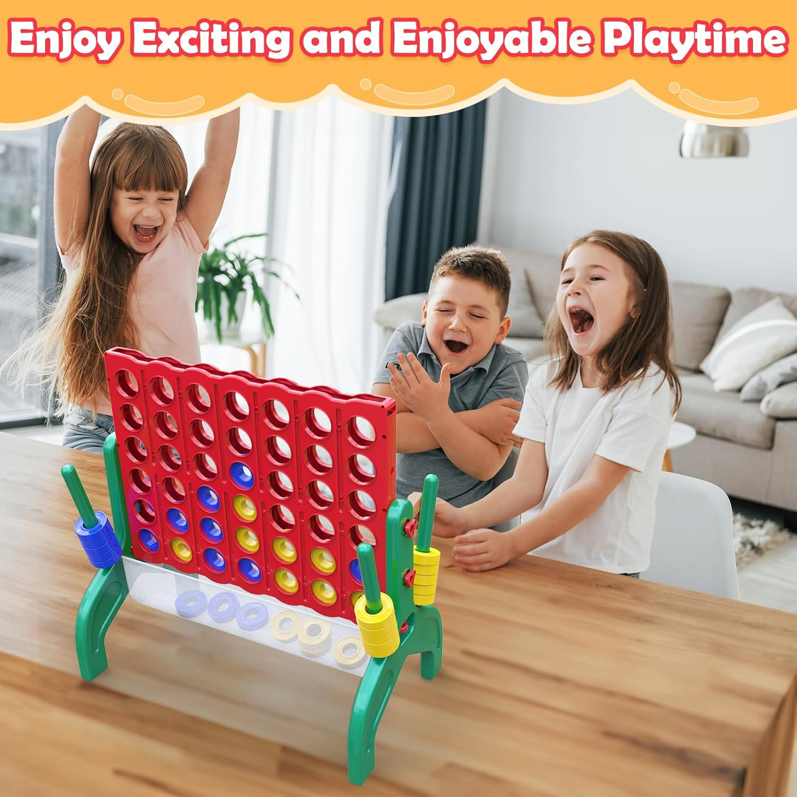 Giant Connect 4 Game 4-in-A-Row Outdoor Indoor Kids Family Portable Tabletop