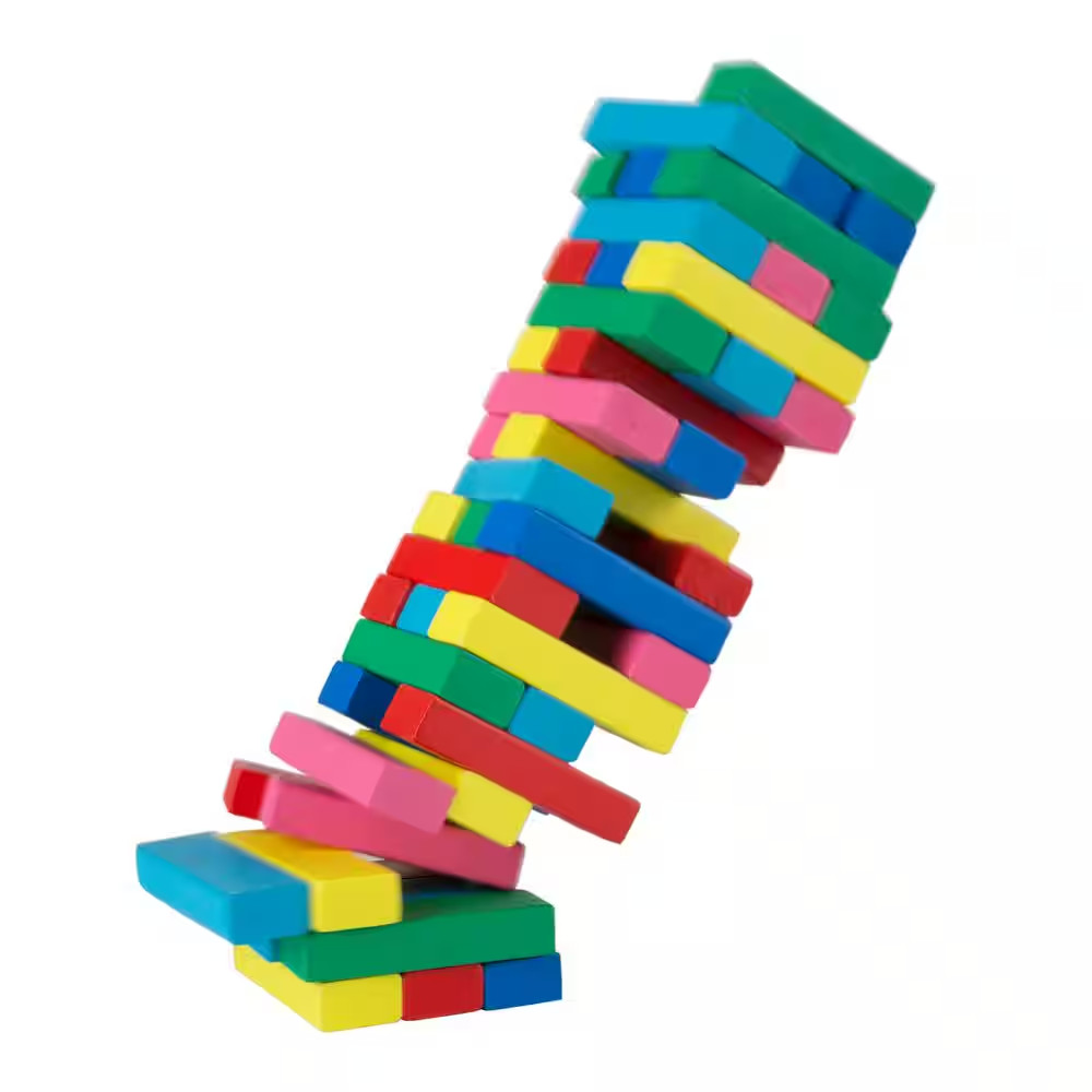 Classic Wooden Blocks Stacking Game with Colored Wood