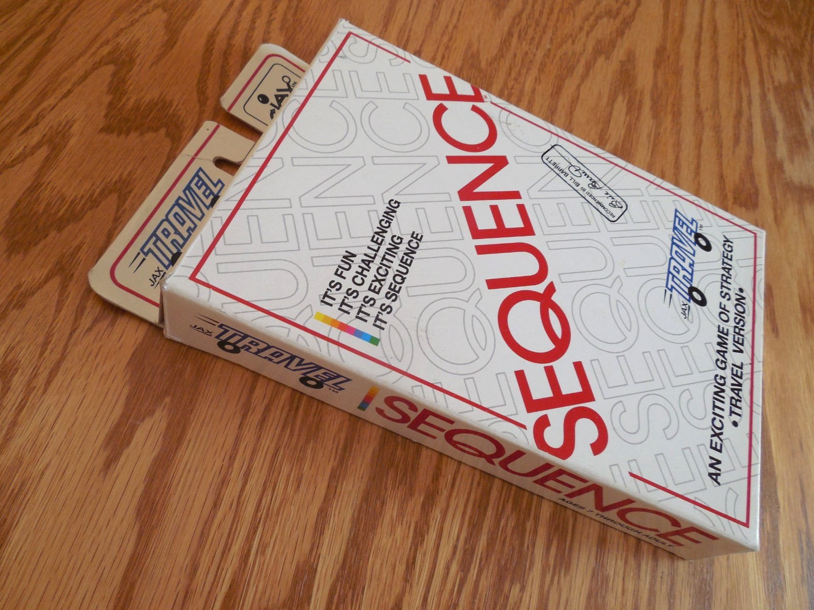 NEW 1994 JAX Ltd. “Sequence Travel” Game w Board*Pegs*Cards
