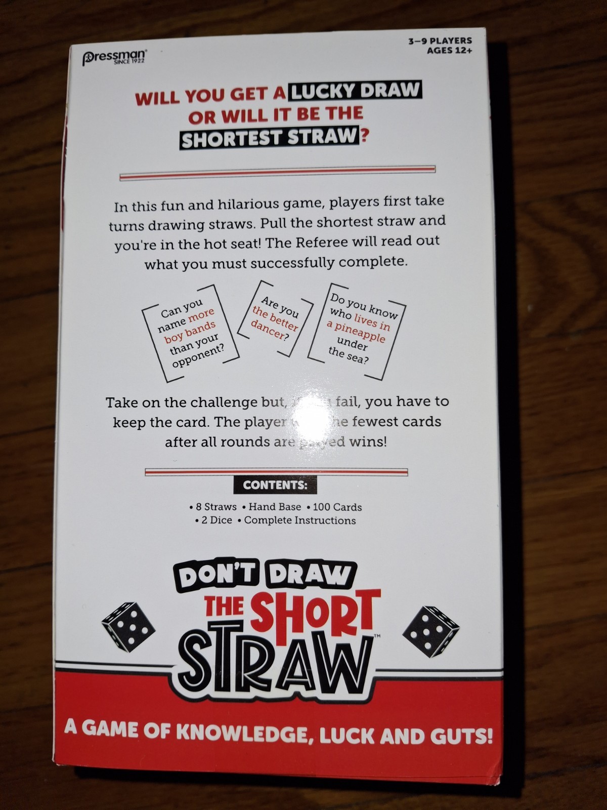 Don’t Draw the Short Straw Ages 12+ for 3-9 Players NIB fun silly adult game