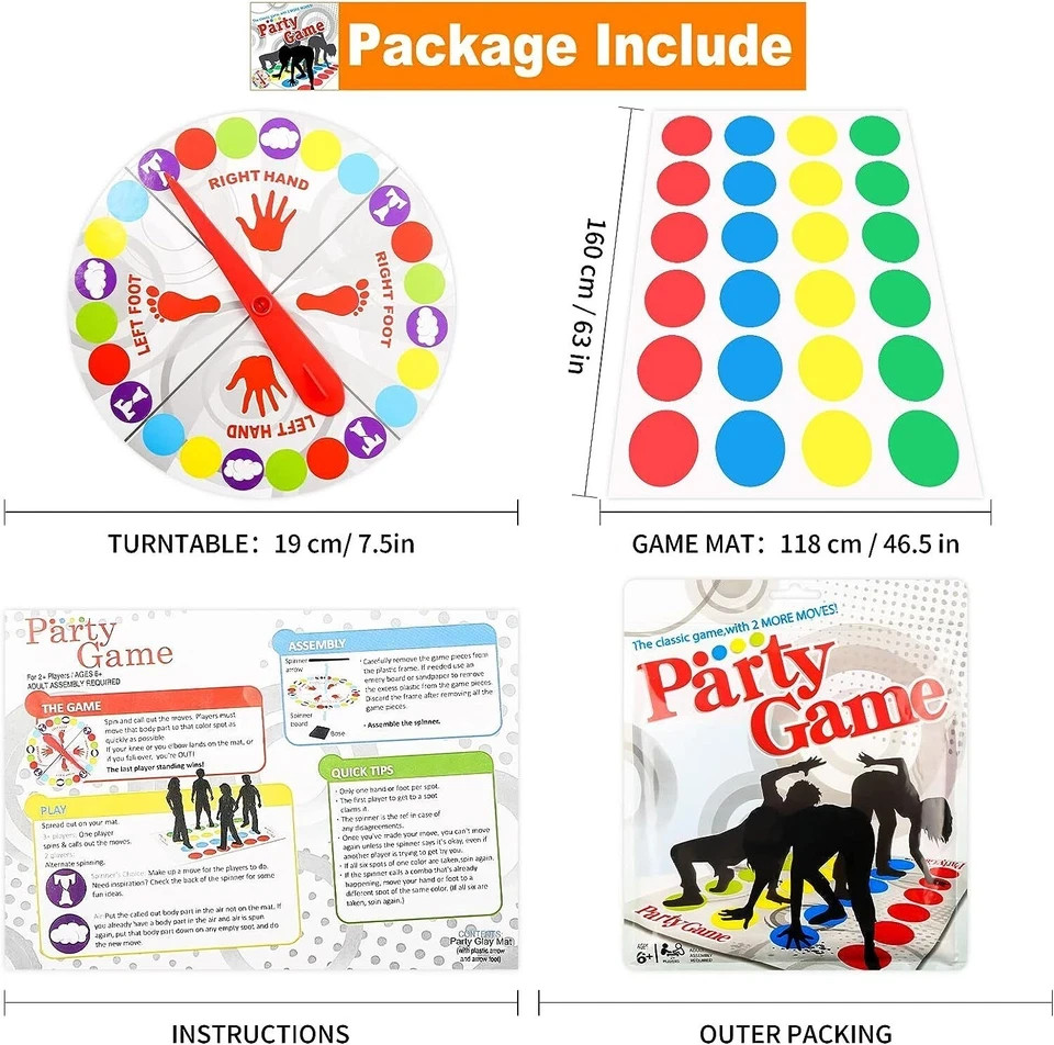 Twister Family Kid Children Classic Funny Party Body Game More Moves Indoor Game