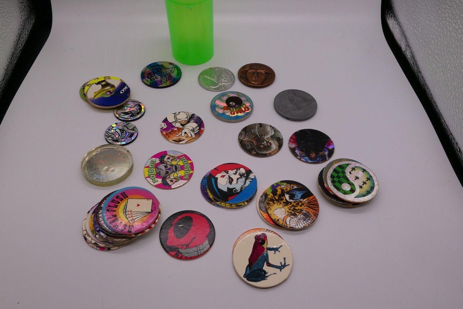 Lot Pogs Marvel Comics X-Men Spiderman Ghost Rider DeadPool random coins as well