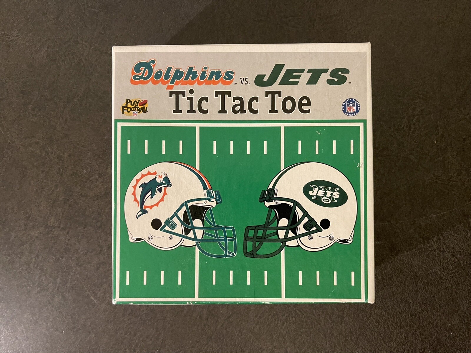 Dolphins vs Jets NFL Tic Tac Toe Game Mini Helmets Vintage Football COMPLETE
