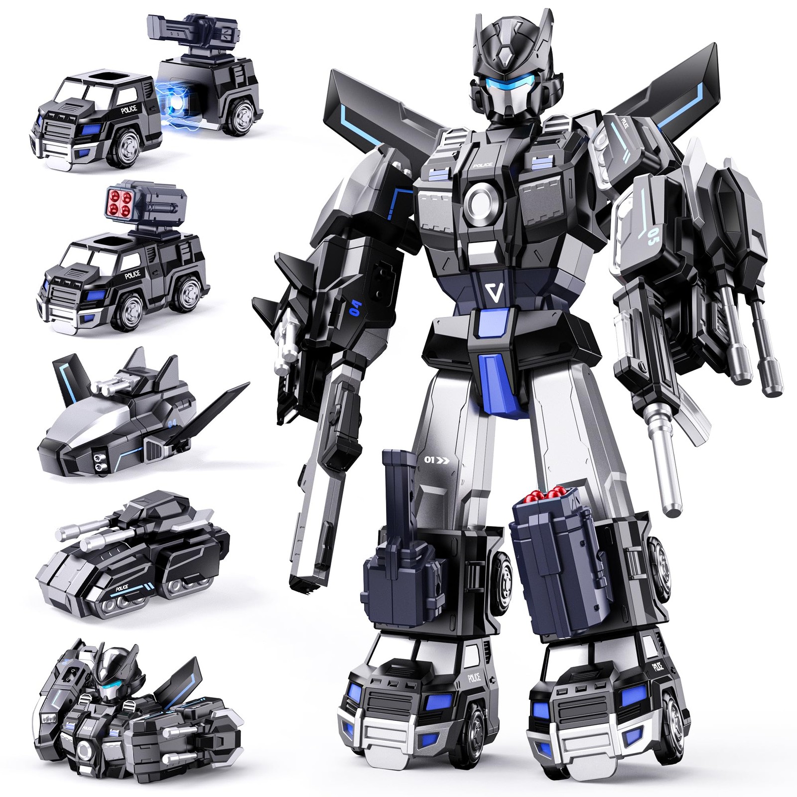 Transform Toy Robot 5-in-1 Magnetic DIY Assembly Boys Girls Kids Gift 4-6