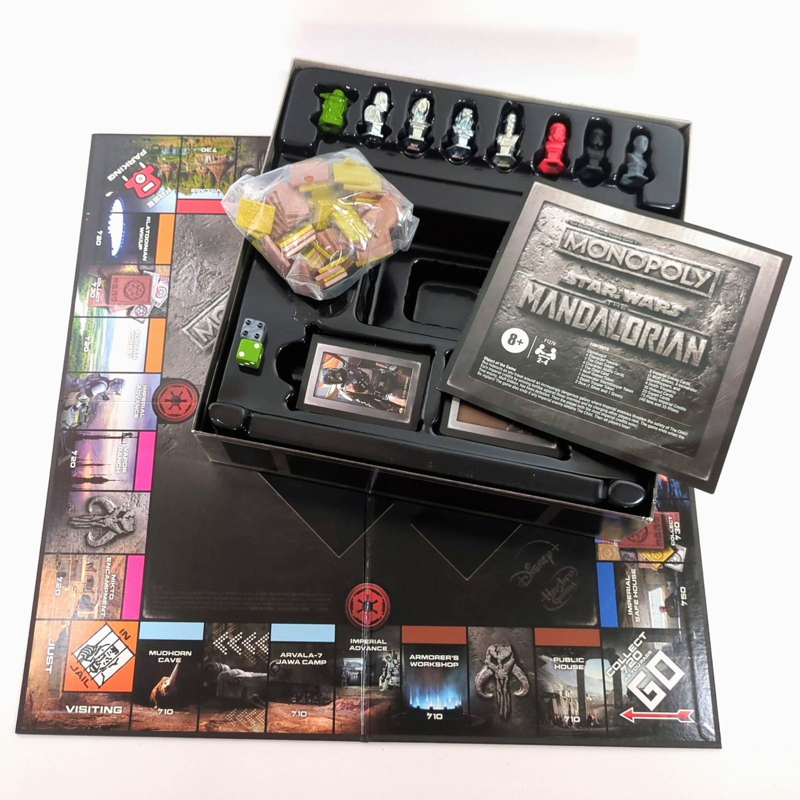 Hasbro Monopoly Star Wars Mandalorian Game Board Deluxe Grogu Figure Complete