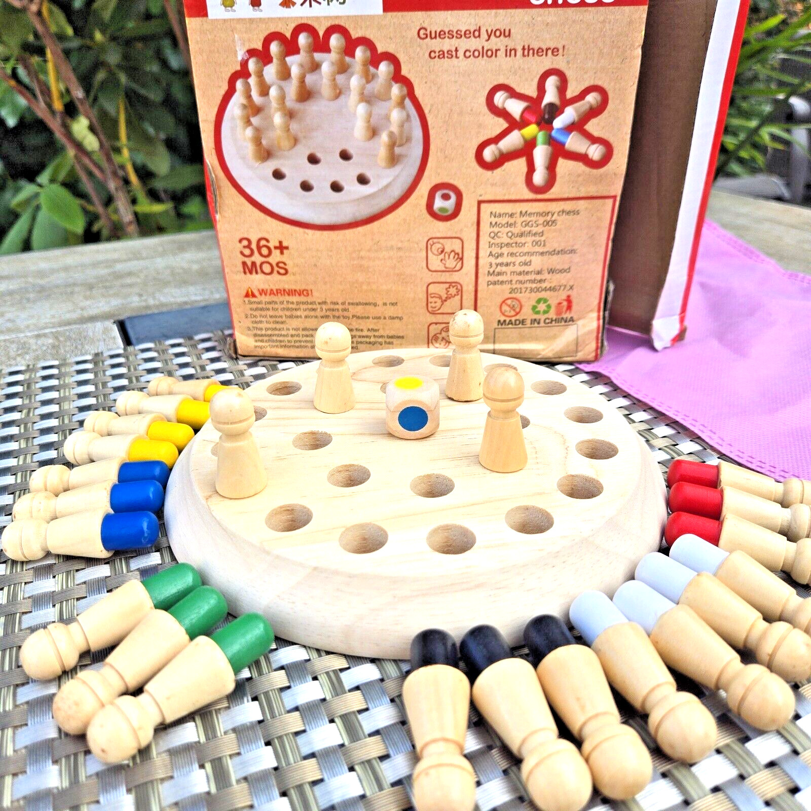 Wooden Memory Game Multi Player Family Match Kids Chess Board Guoguoshu EUC T