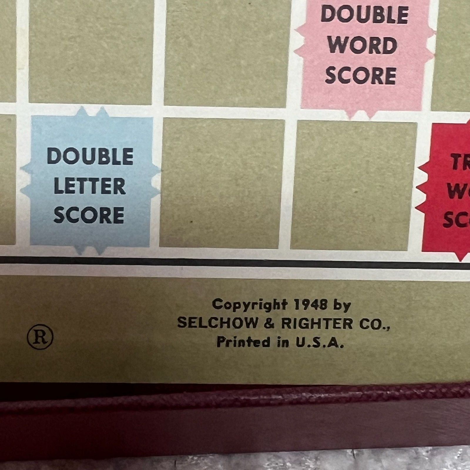 VTG 1953 Scrabble Crossword Game Regular Edition Maroon Box Red Board ALL TILES