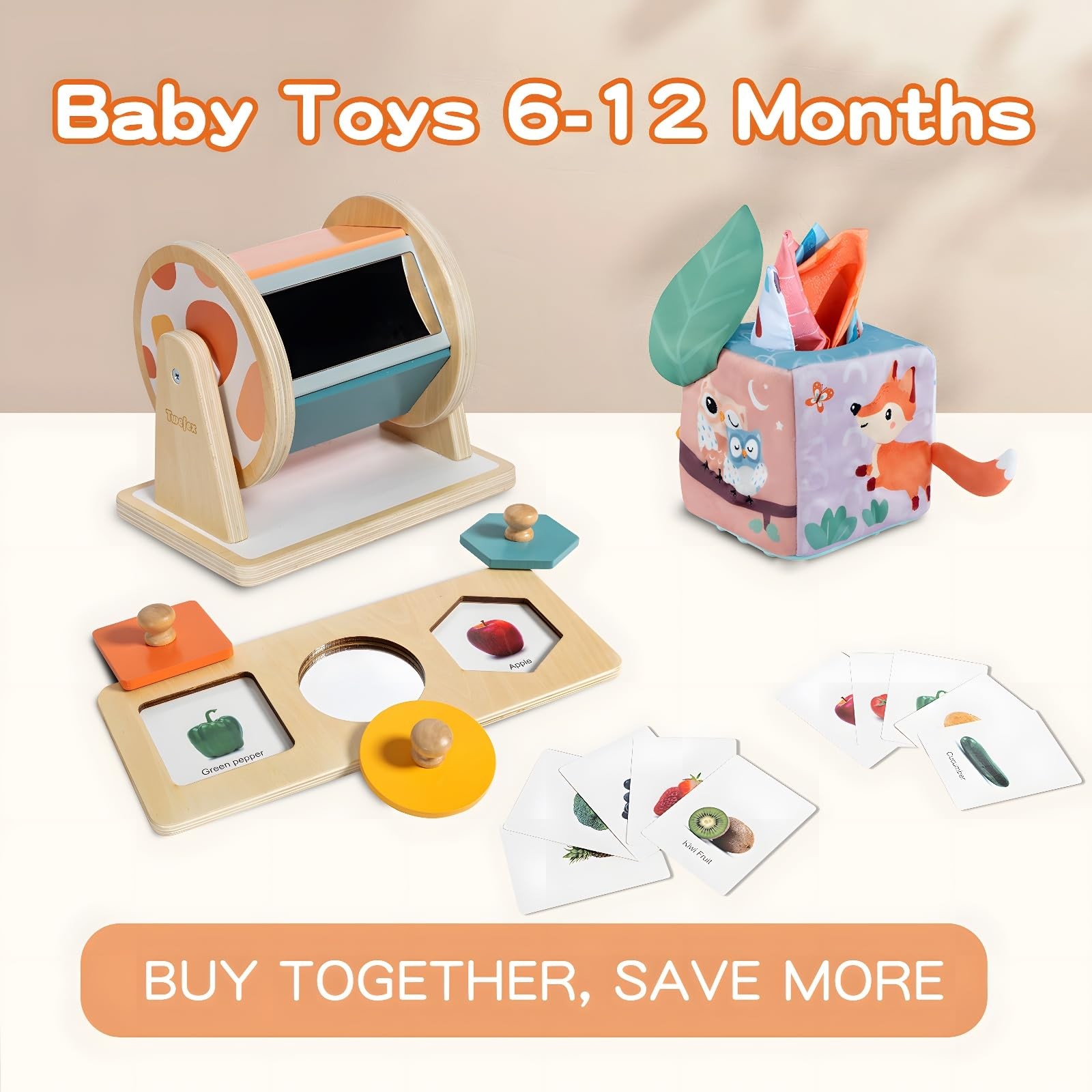 Montessori Baby Toys 6-12 Months 3 in 1 Spinning Drum Medium Twefex Babies Play