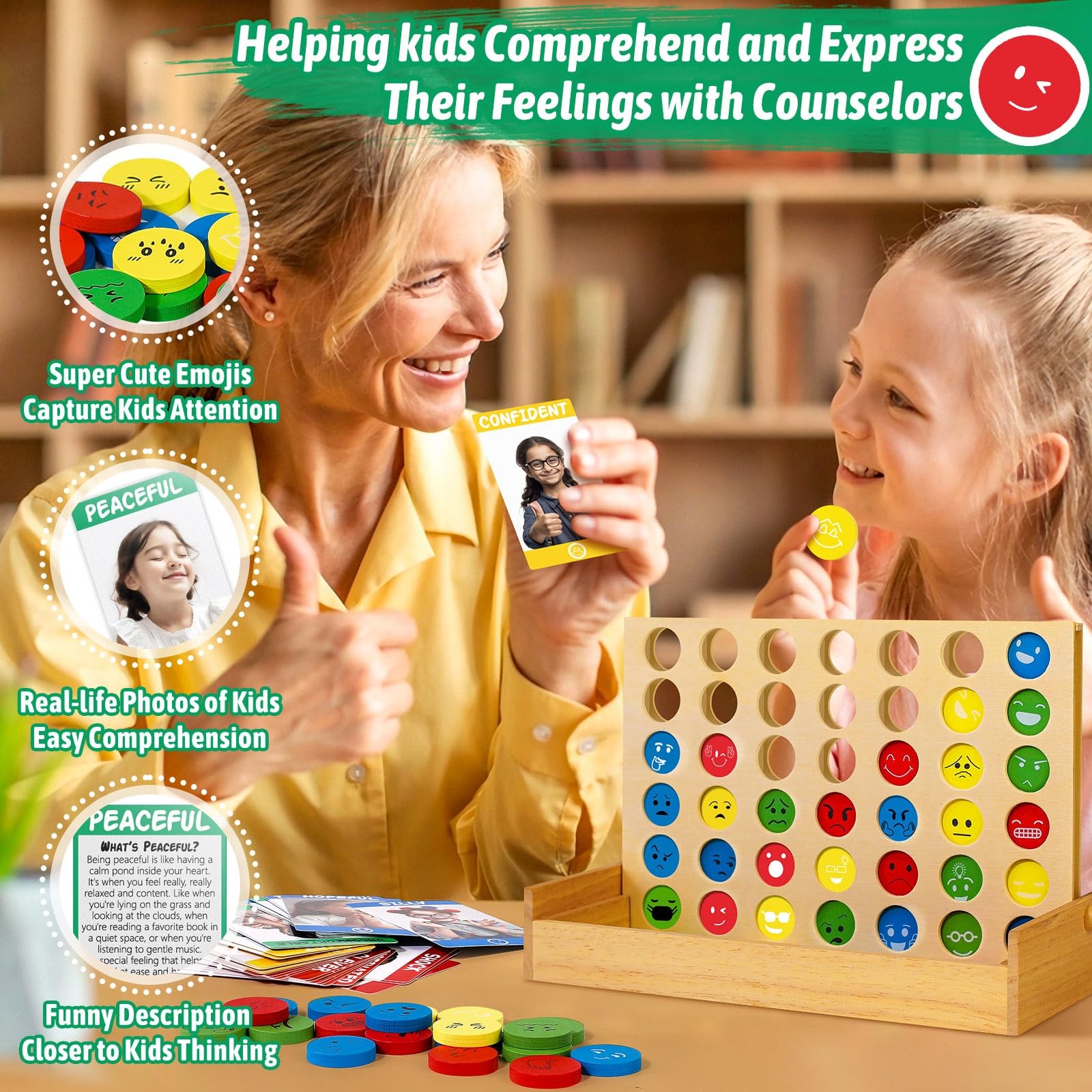 Social Emotional Learning Therapy Games for Kids, w/56 Emotion Cards, Connect…