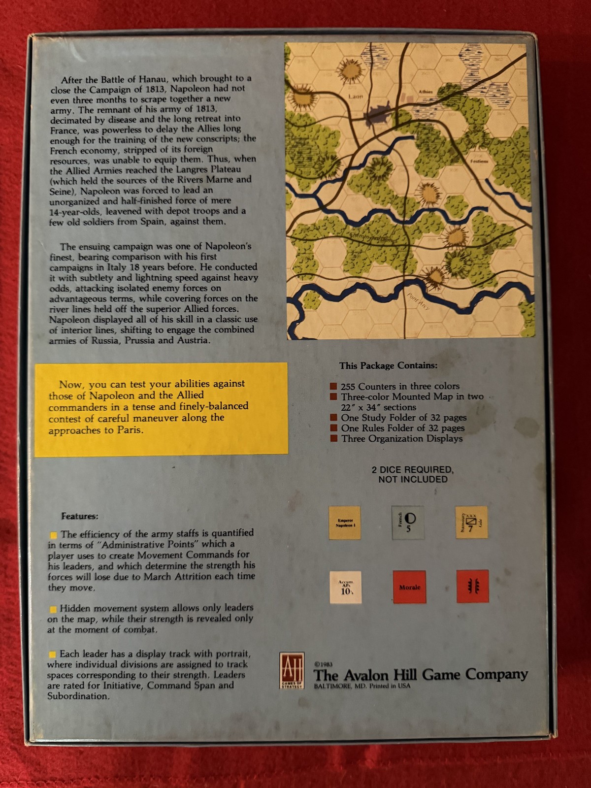 Avalon Hill 1983 : Napoleon At Bay – Campaign in France, 1814 UNPUNCHED
