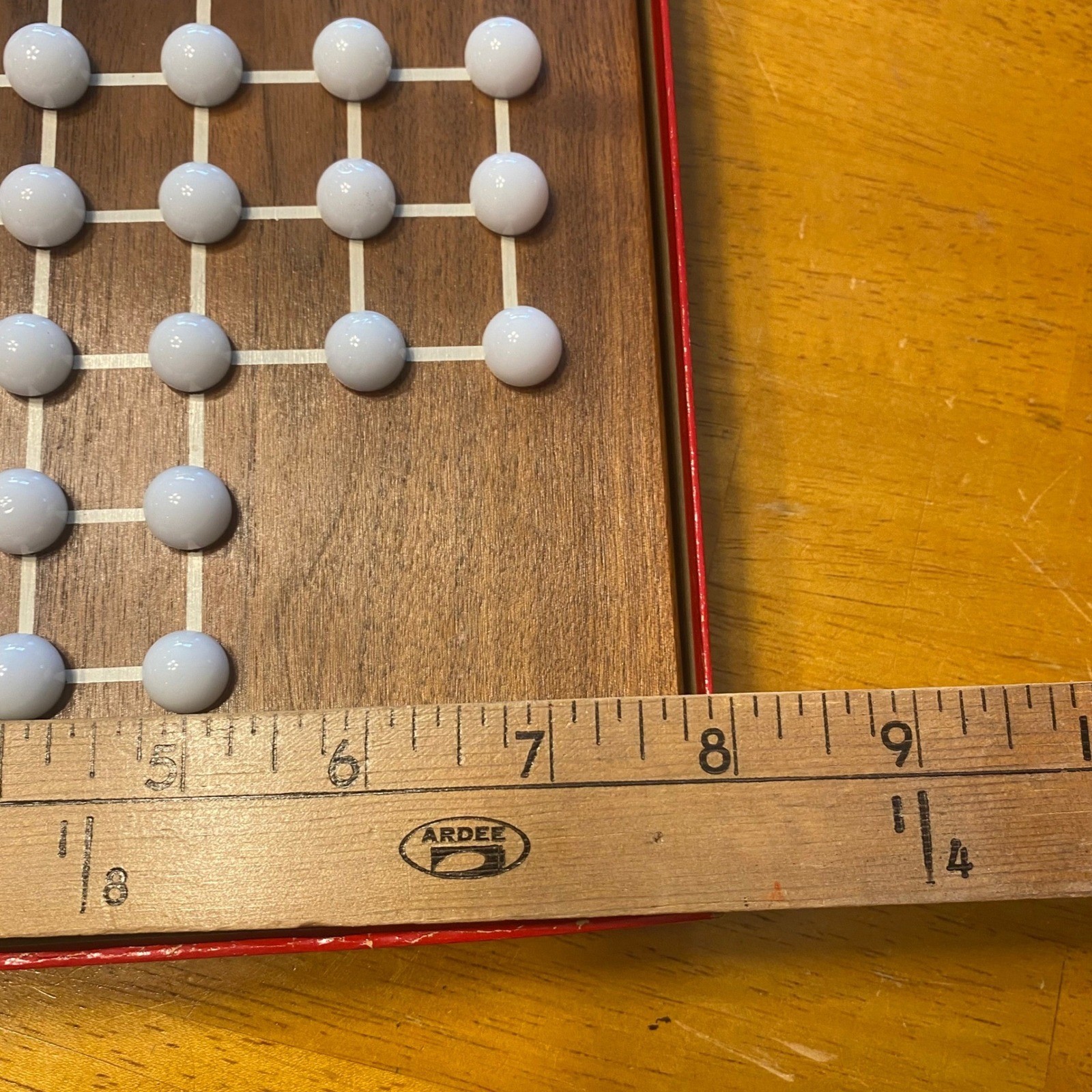 Unbranded Marble Solitaire Board Strategy Game Wooden Walnut Finish With Box