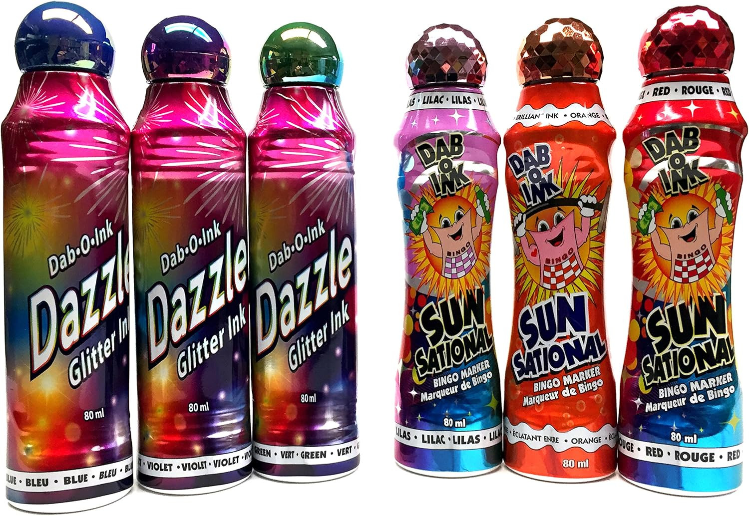 Bingo Dauber Set! – 3 Dazzle Glitter & 3 Ultra Bright Sunsational Ink Dabbers