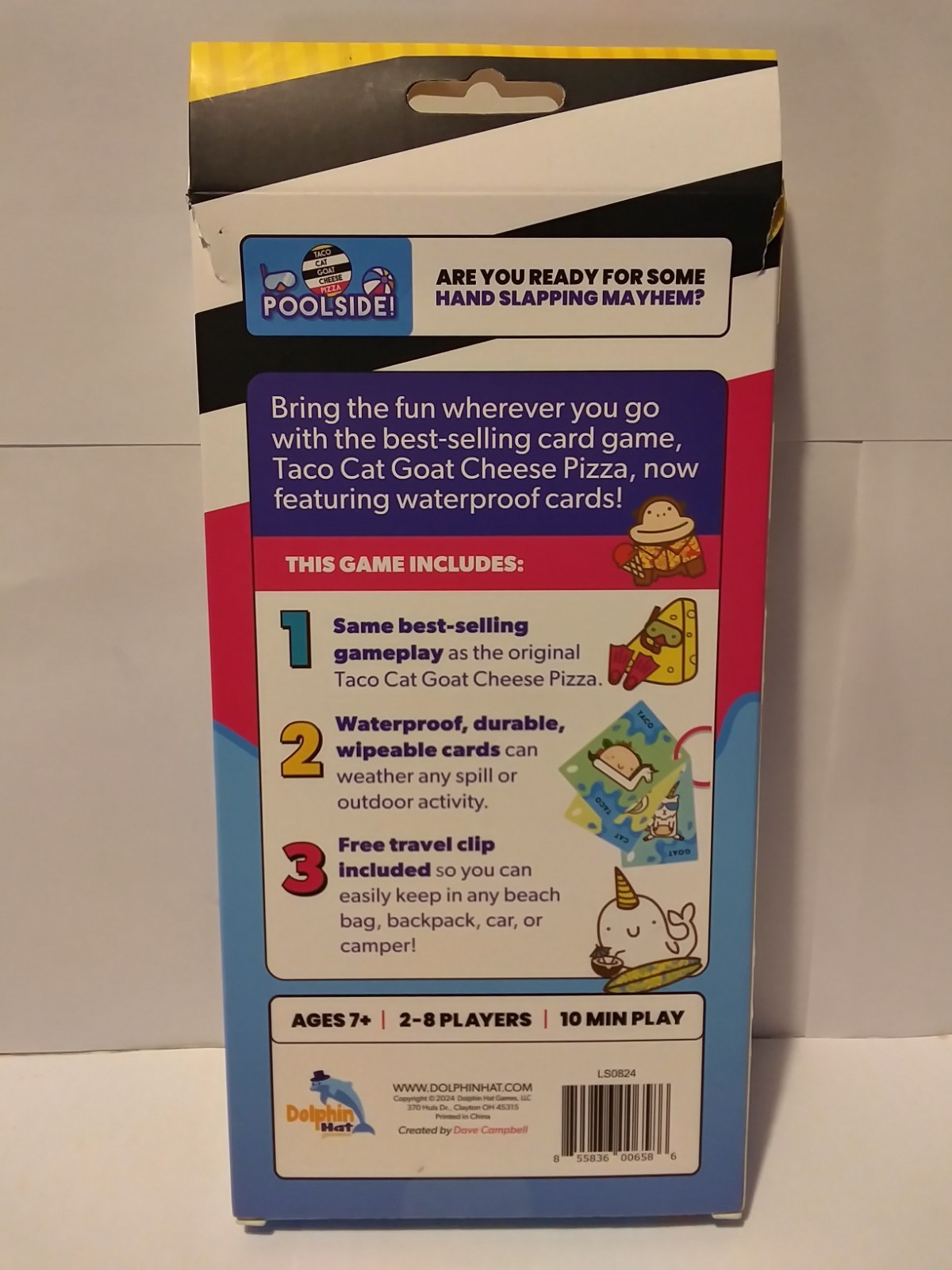 2024 Dolphin Hat Games Play Anywhere with Waterproof Card Ages 7+, Poolside!
