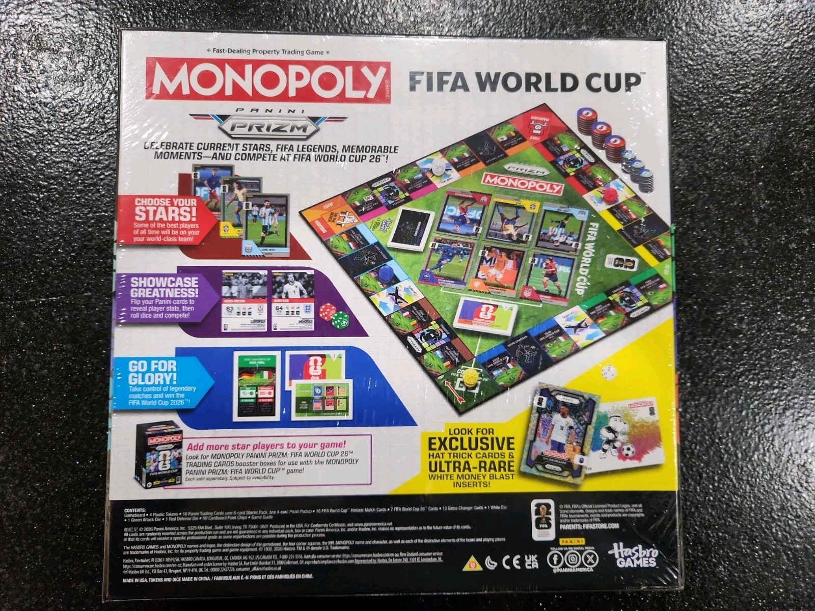 Monopoly Panini Prizm FIFA World Cup Board Game Includes 1 Starter & 2 Prizm Pk