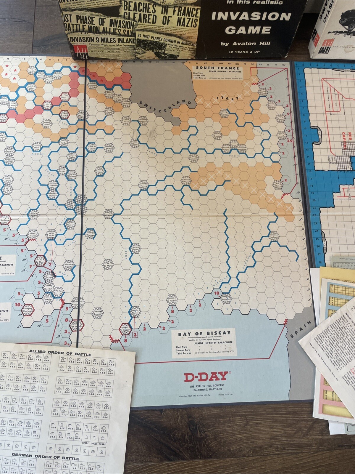 1961 D-Day World War II Invasion Board Game #508 Avalon Hill WWII Tactics II