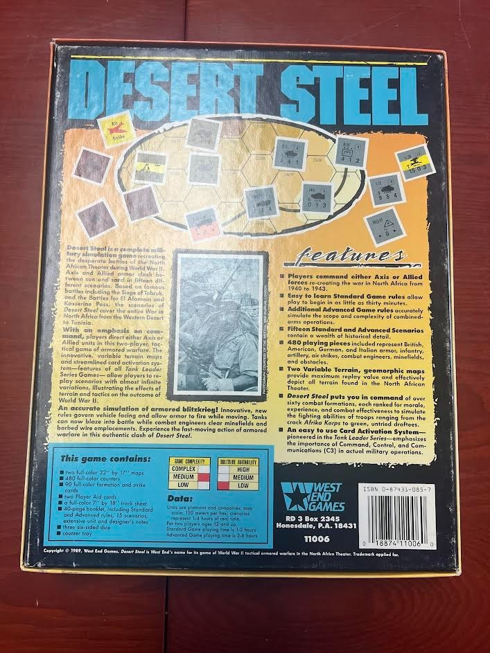 1989 West End Games “Desert Steel” Board Game