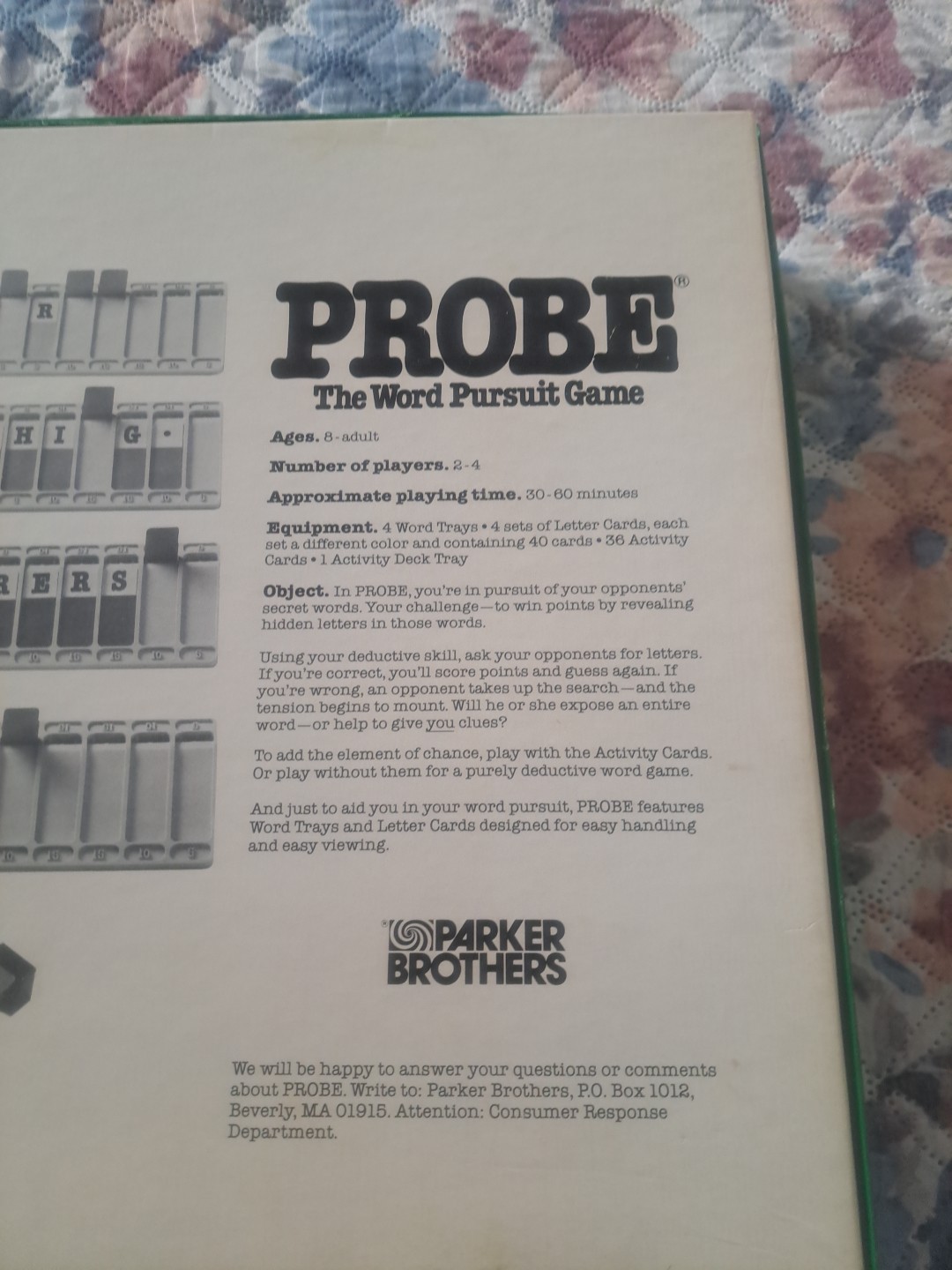 Vintage Parker Brothers Probe The Word Pursuit Game 1982 Complete VERY GOOD COND
