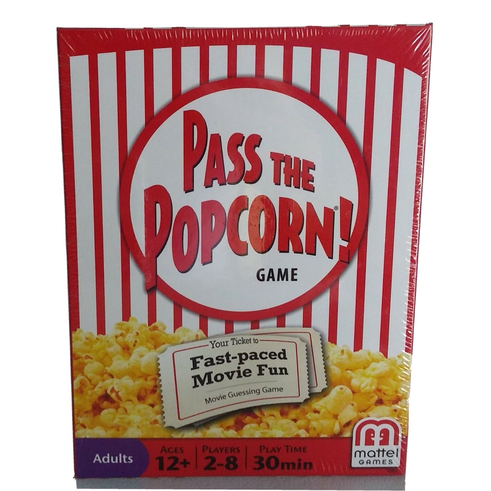 2012 Pass the Popcorn Game by Mattel Fast Paced Movie Fun New In Sealed Box