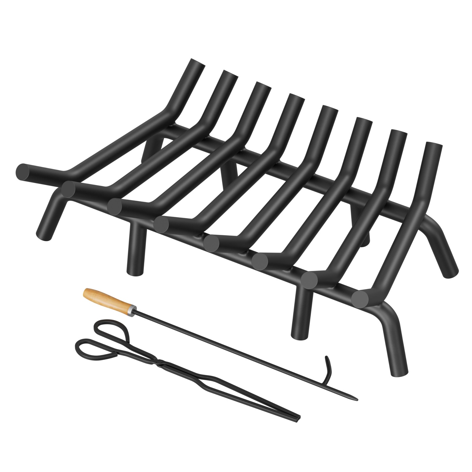 Jusgym Fireplace Grate 30 Inch with 8 Support Legs, 30 inch round, Black