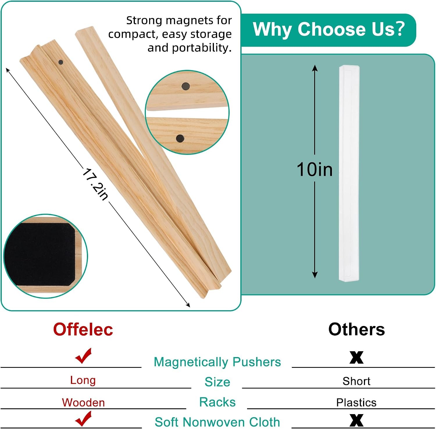 Upgraded Mahjong Racks with Pushers, Set of 4 Trays for American Wood Color