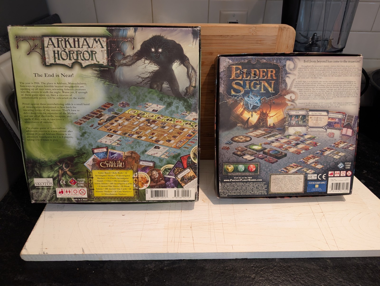 Arkham Horror Revised + Elder Sign Board Game Lot Lovecraft Cthulhu Complete