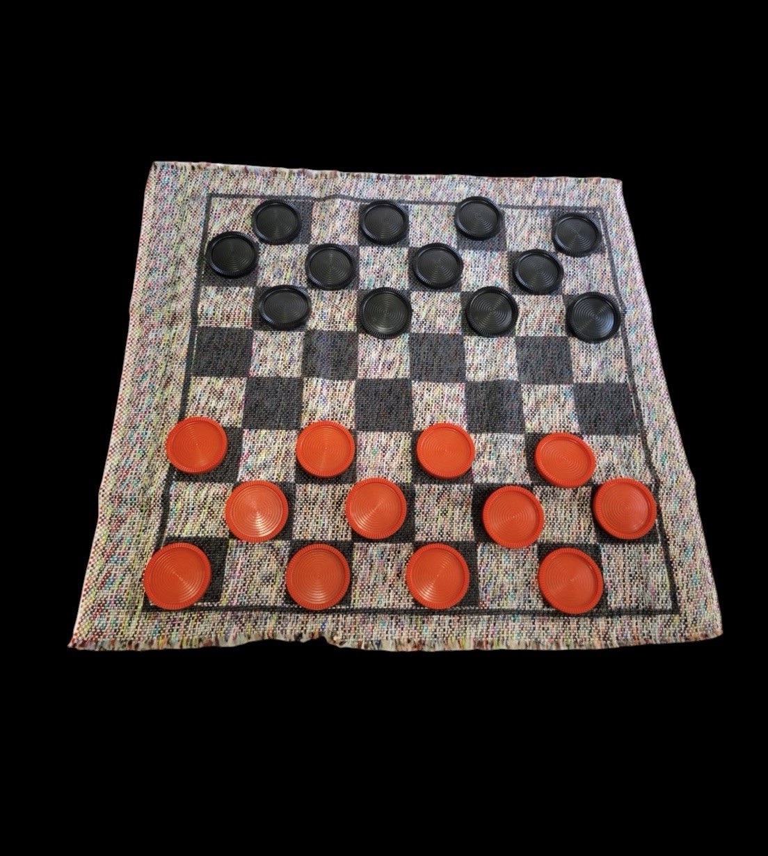Jumbo 28 Cloth Checker Game Board Floor Rug Mat with 3 Plastic Checkers Set
