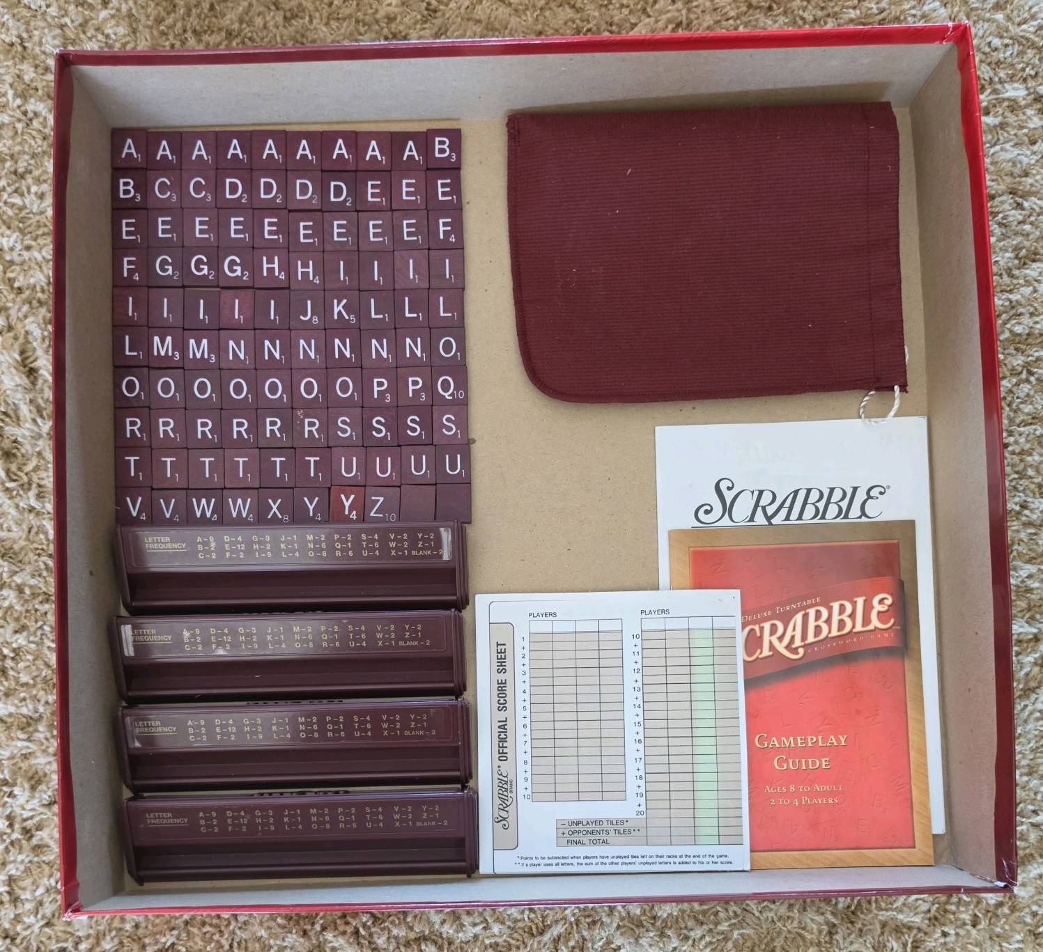 Scrabble Deluxe Turntable Edition Board Game 2001 Parker Bros COMPLETE