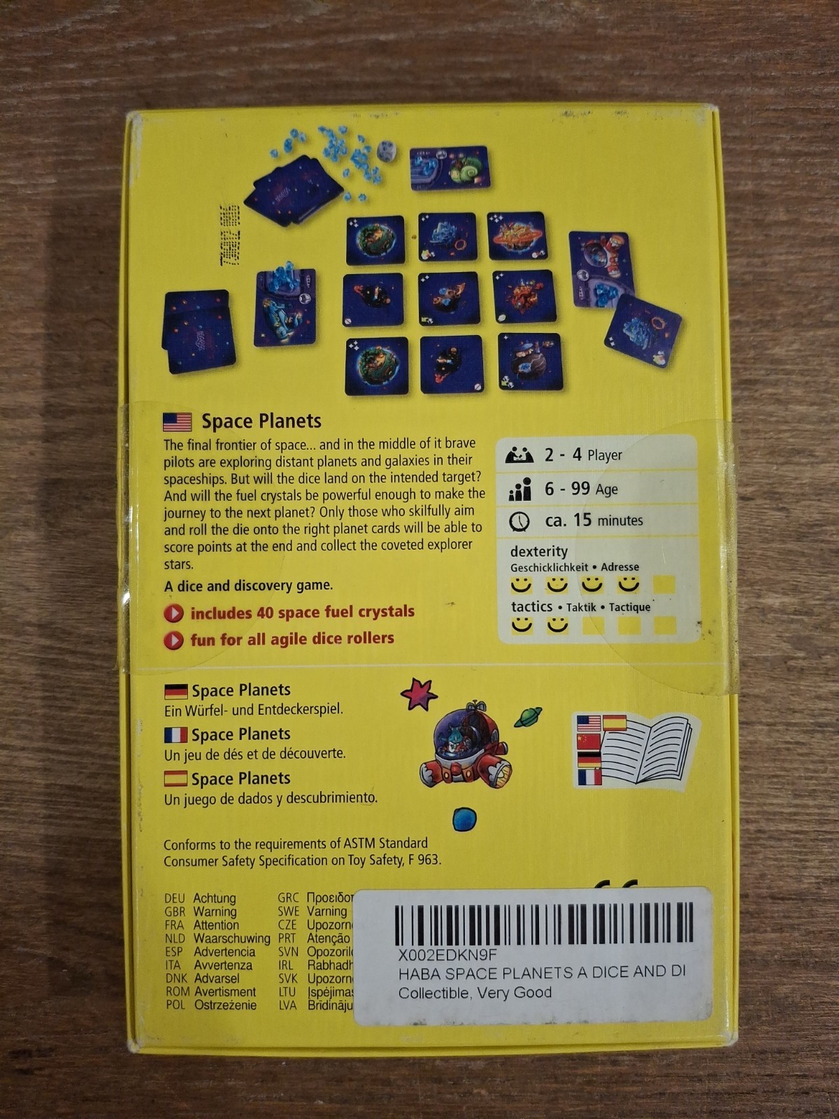 Space Planets Game by Haba Dice Throwing Ages 6-99 Made in Germany