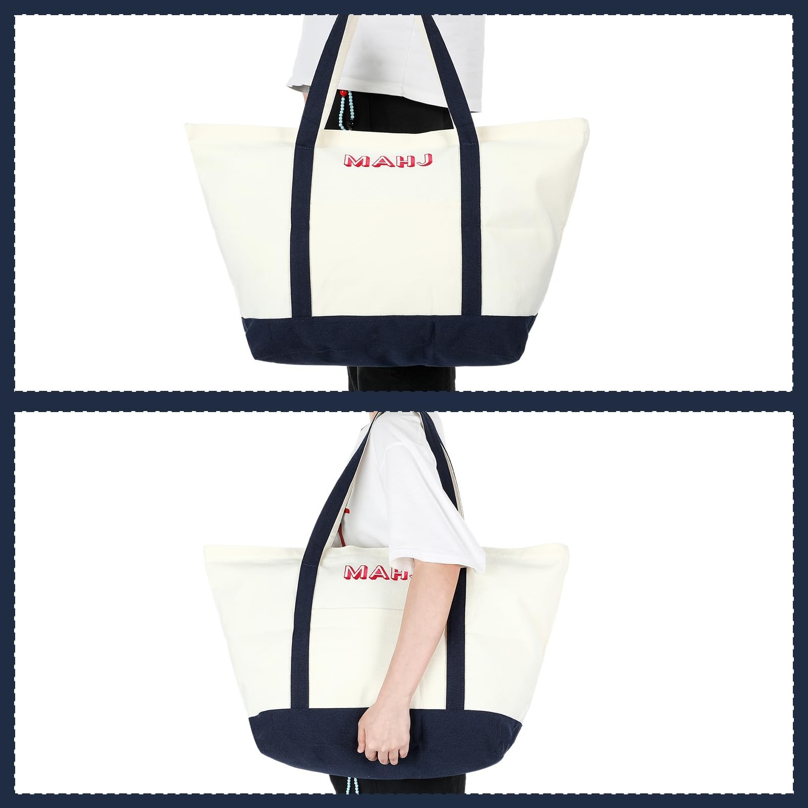 Sunnymove 3 Pcs Empty Mahjong Canvas Bag Gift Embroidered American Mahjong Set