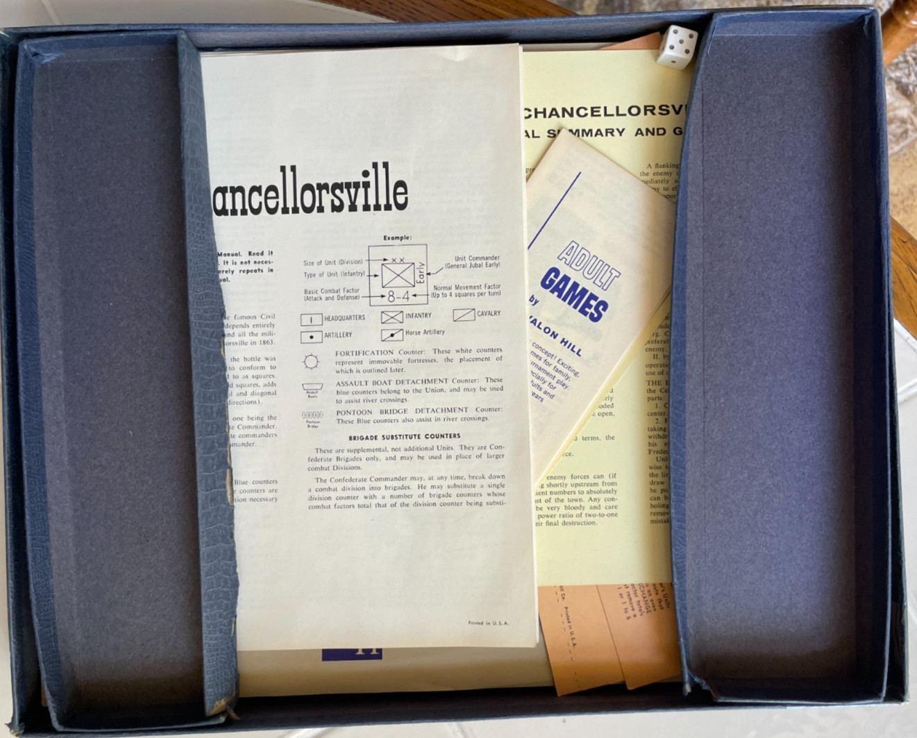 Chancellorsville Civil War Battle Game – Avalon Hill -1961 1st Edition unpunched