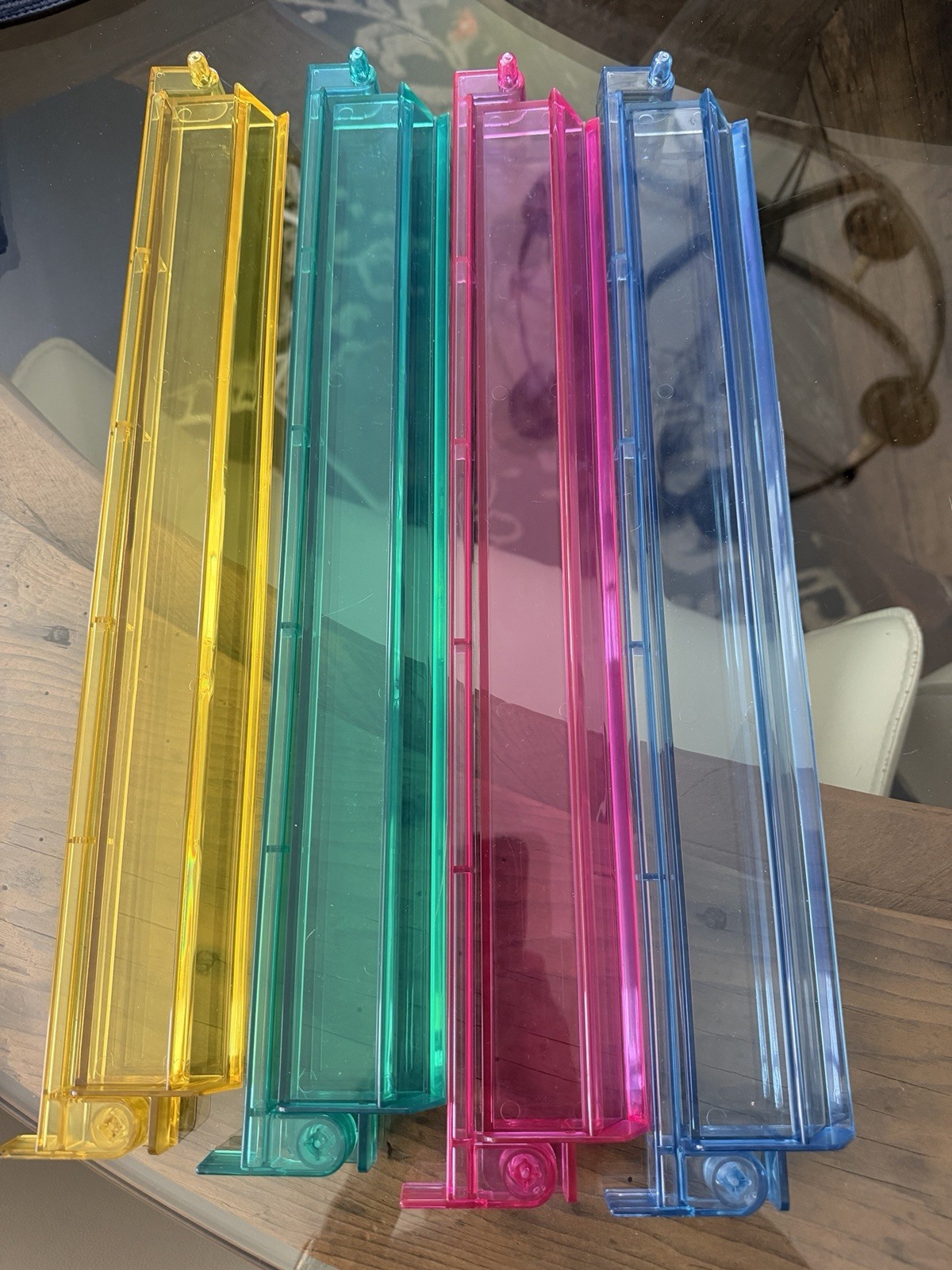 Acrylic Mahjong Racks with Pushers American 4 Colors Pink Green Yellow Blue New