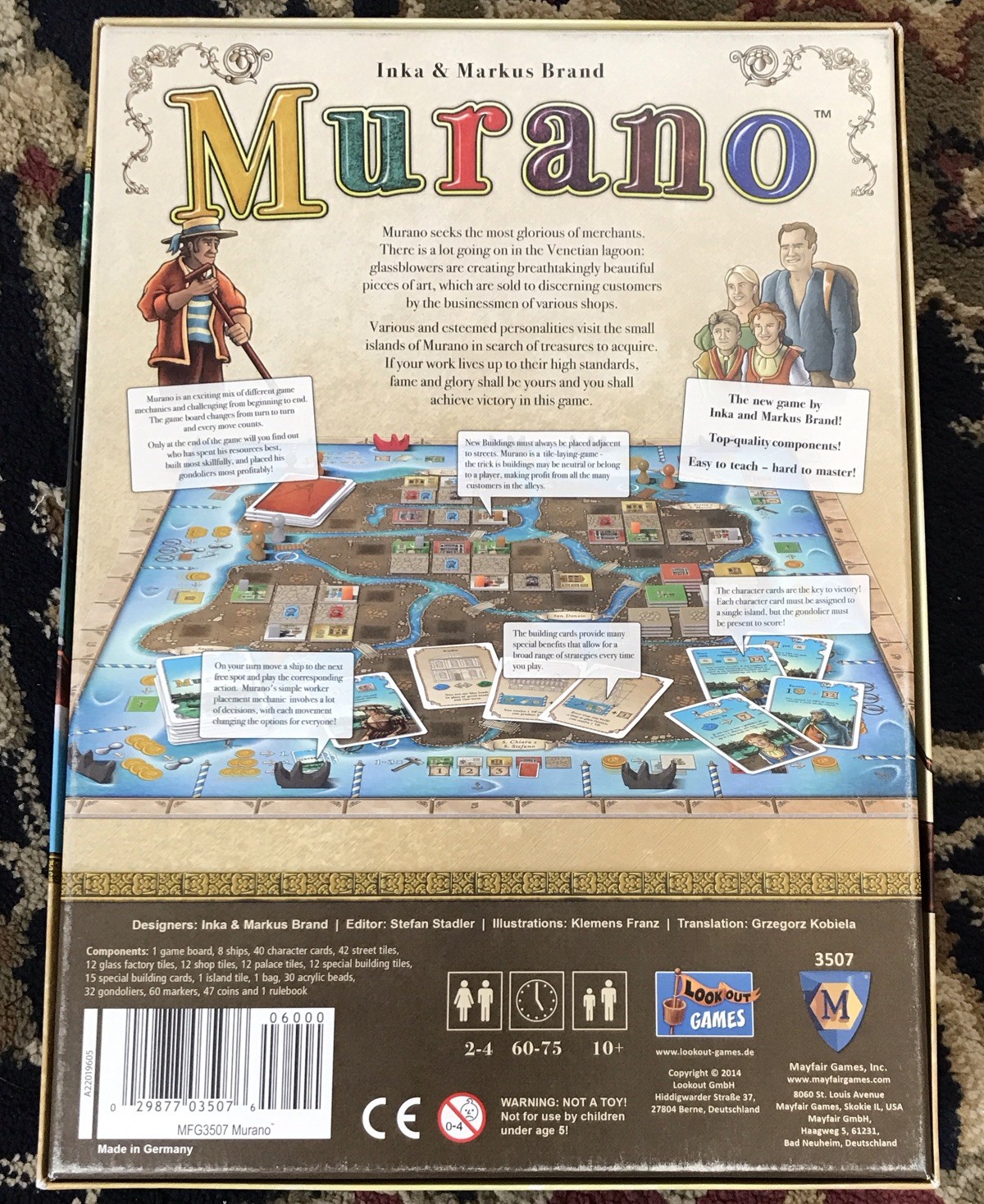Murano Board Game by Inks & Markus Brand 2014 Lookout Games, New IN OPEN BOX