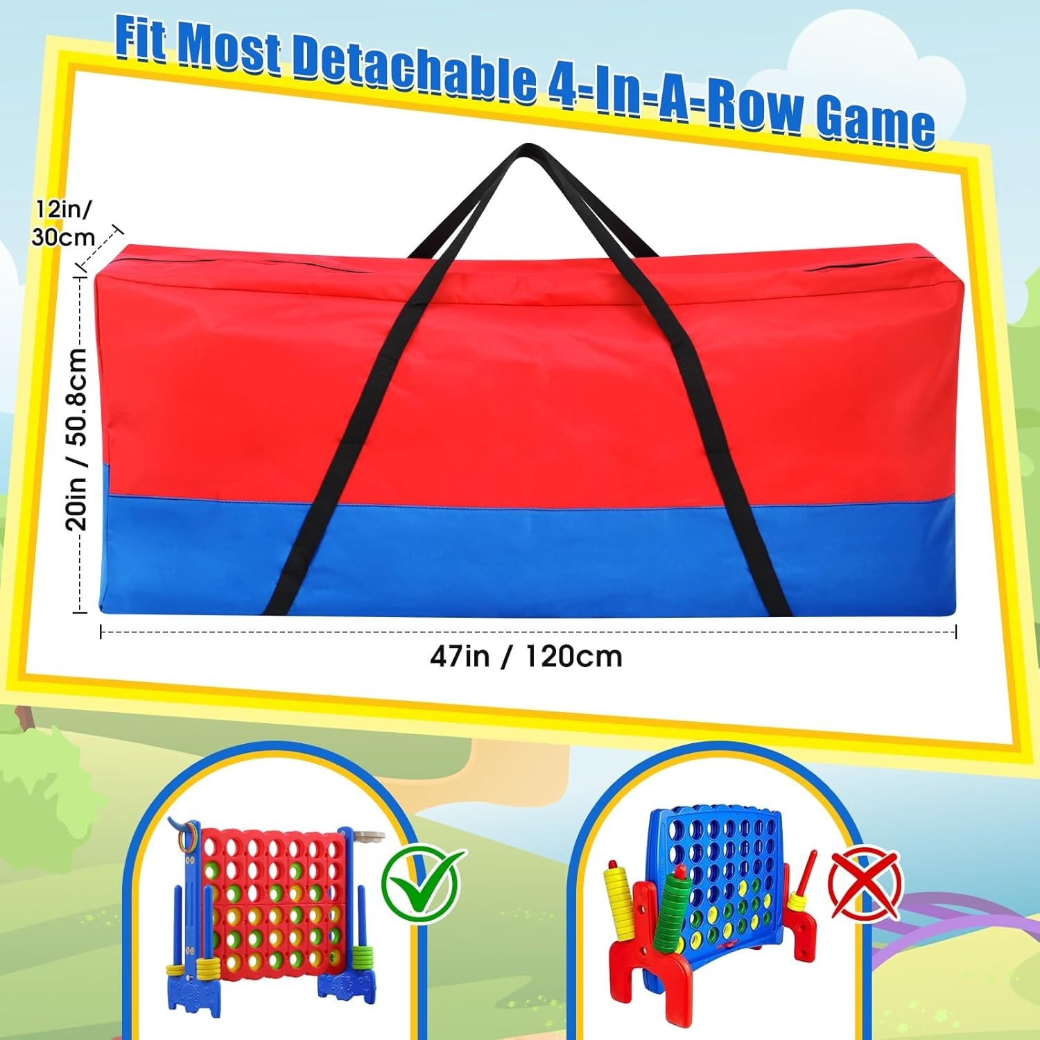 Giant 4 In a Row Game Carry and Storage Bag with Handle and Durable Zipper 47…