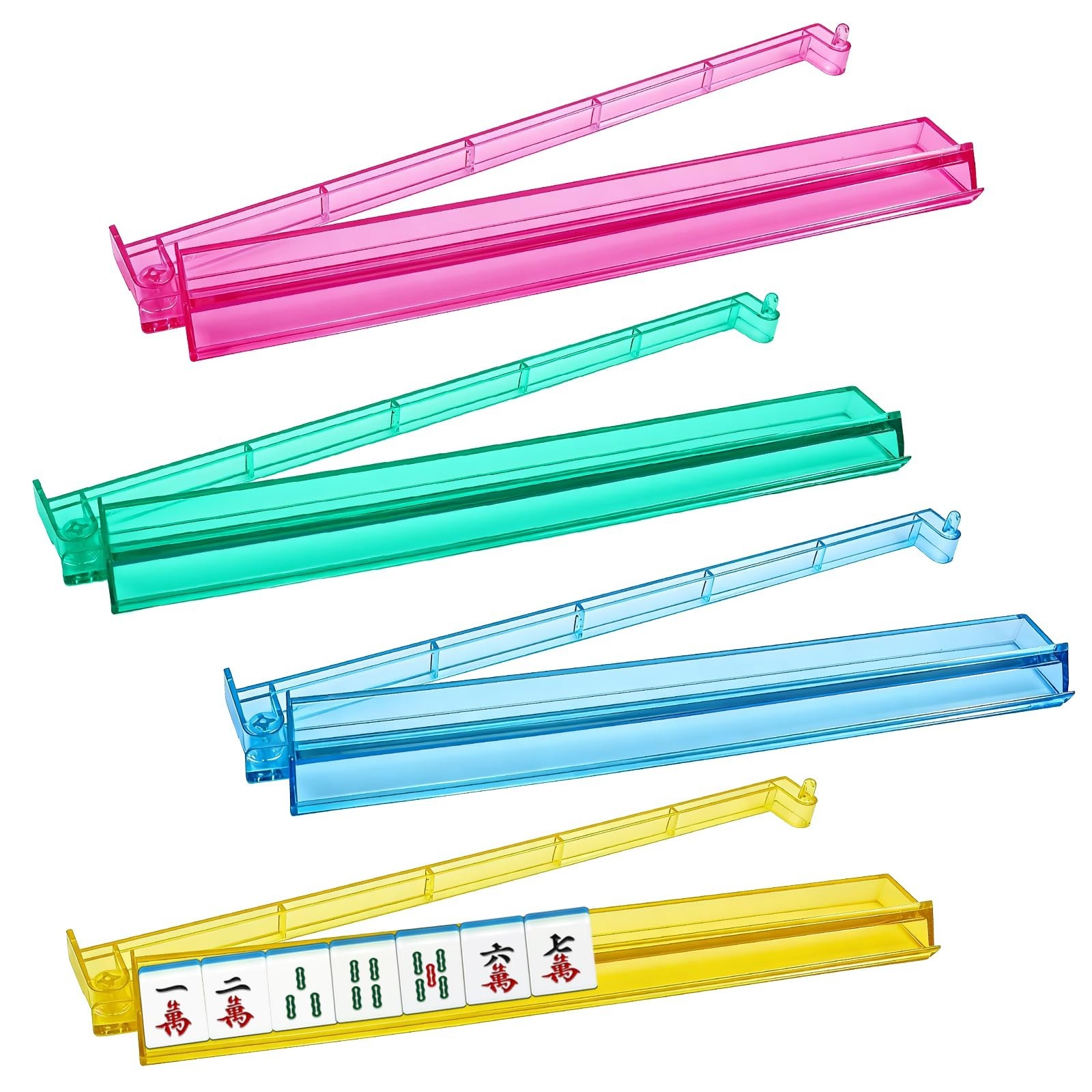 17.6″ Modern Mahjong Racks Set of 4 – Multi-Color Acrylic Pushers & Rods Combo