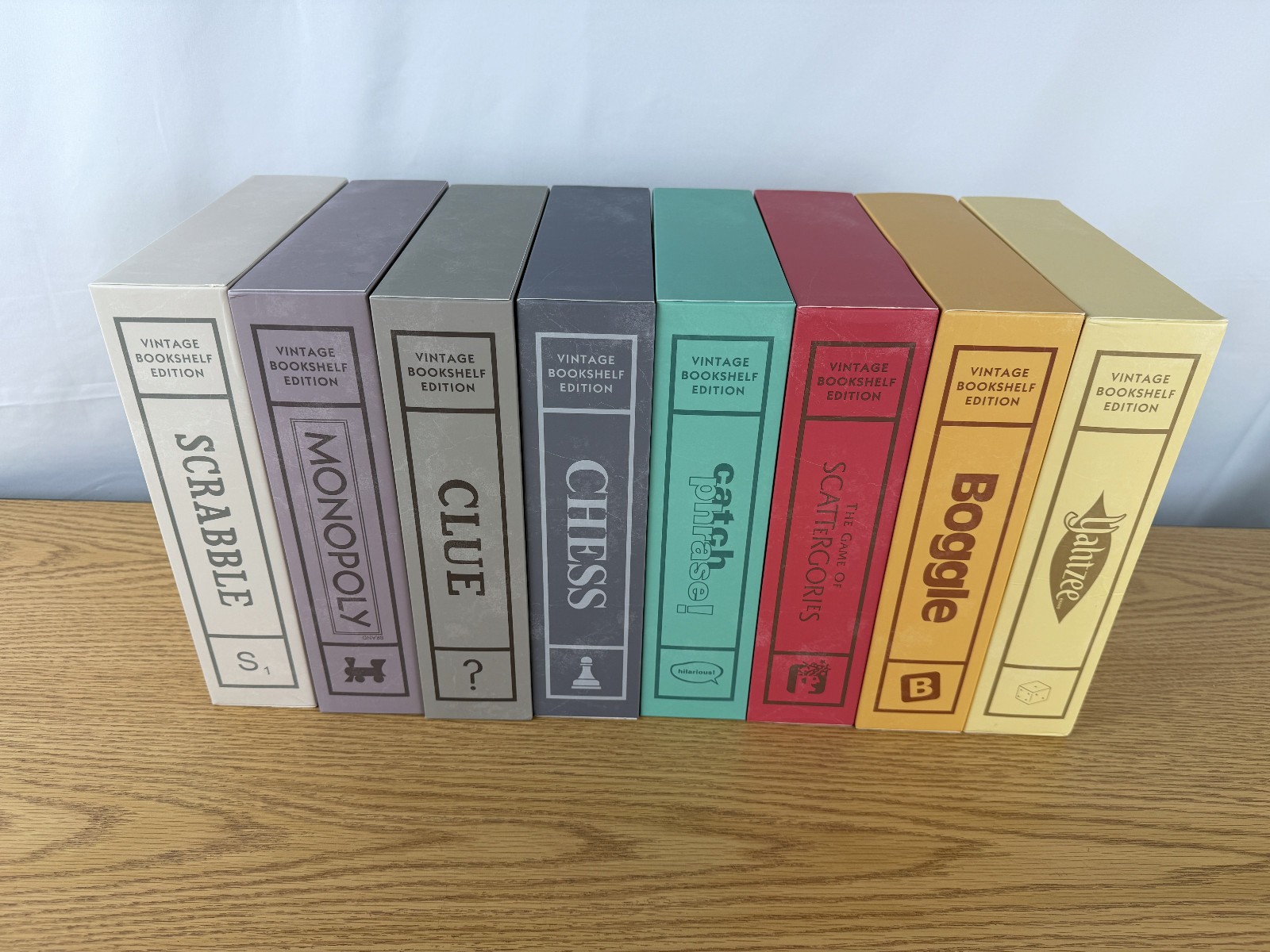 Collection of 8 Vintage Bookshelf Games Linen Book by WS Game Company Open Box