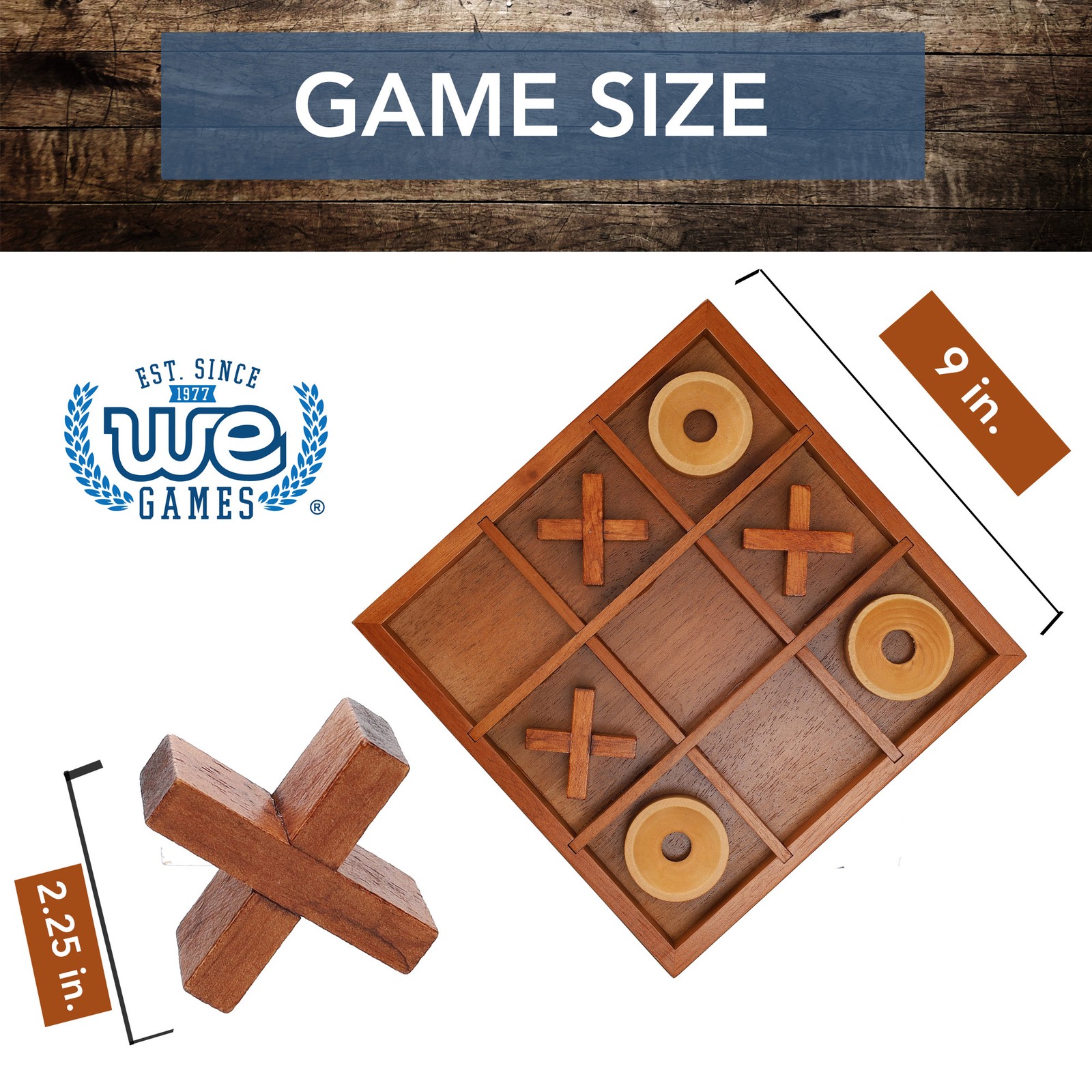 WE Games Tic Tac Toe Wooden Board Game, Patio Decor, Outdoor Games, Backyard