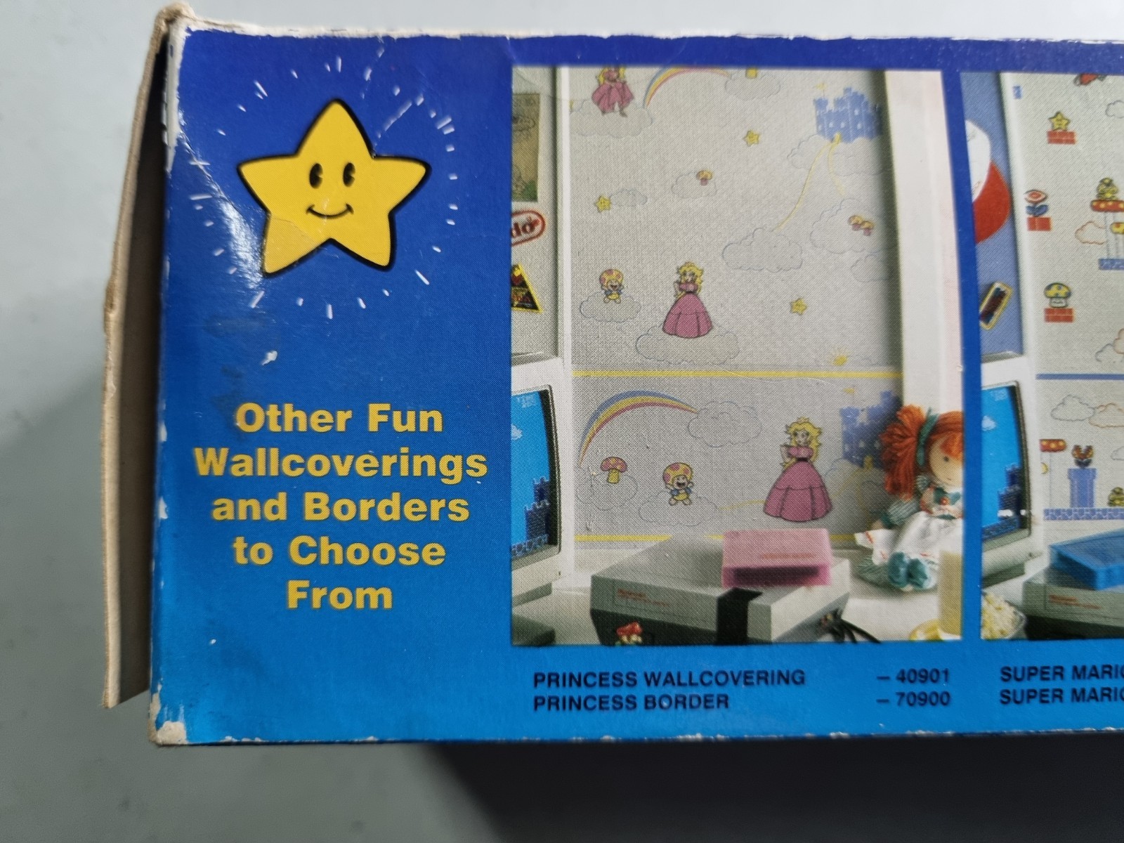 Vintage 1989 Nintendo Wall Trim Border Mario 5yd Roll Princess Peach Wallpaper