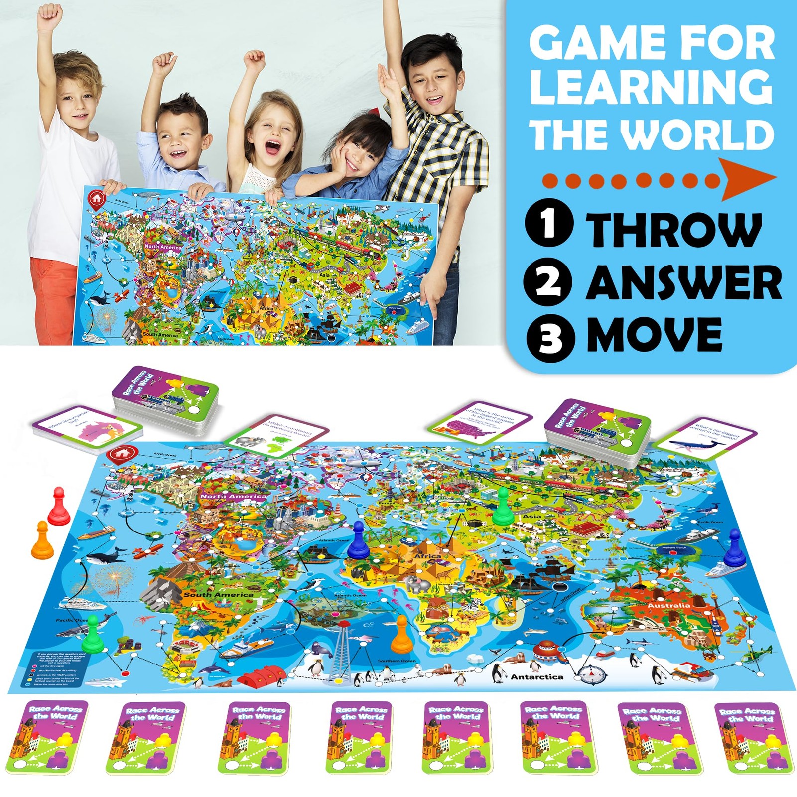 QUOKKA Board Game 1 to 10 Players – Learning, Educational – Geography, World – 1