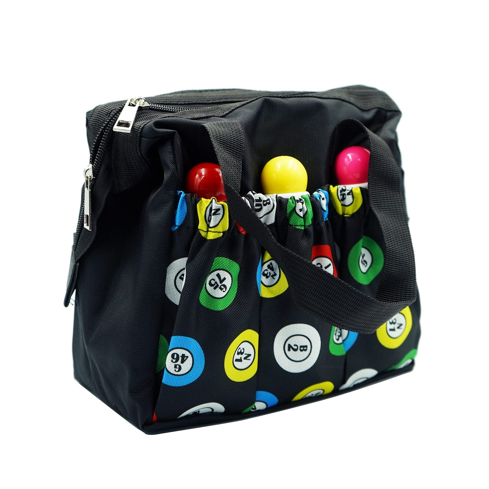 Yuanhe Bingo Dauber Bags with 6 Pockets Black Tote Bag One Size,